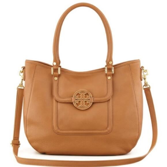 Tory Burch Handbags - Tory Burch Amanda Tan Pebbled Leather Tote Bag with Gold Hardware Size Medium
